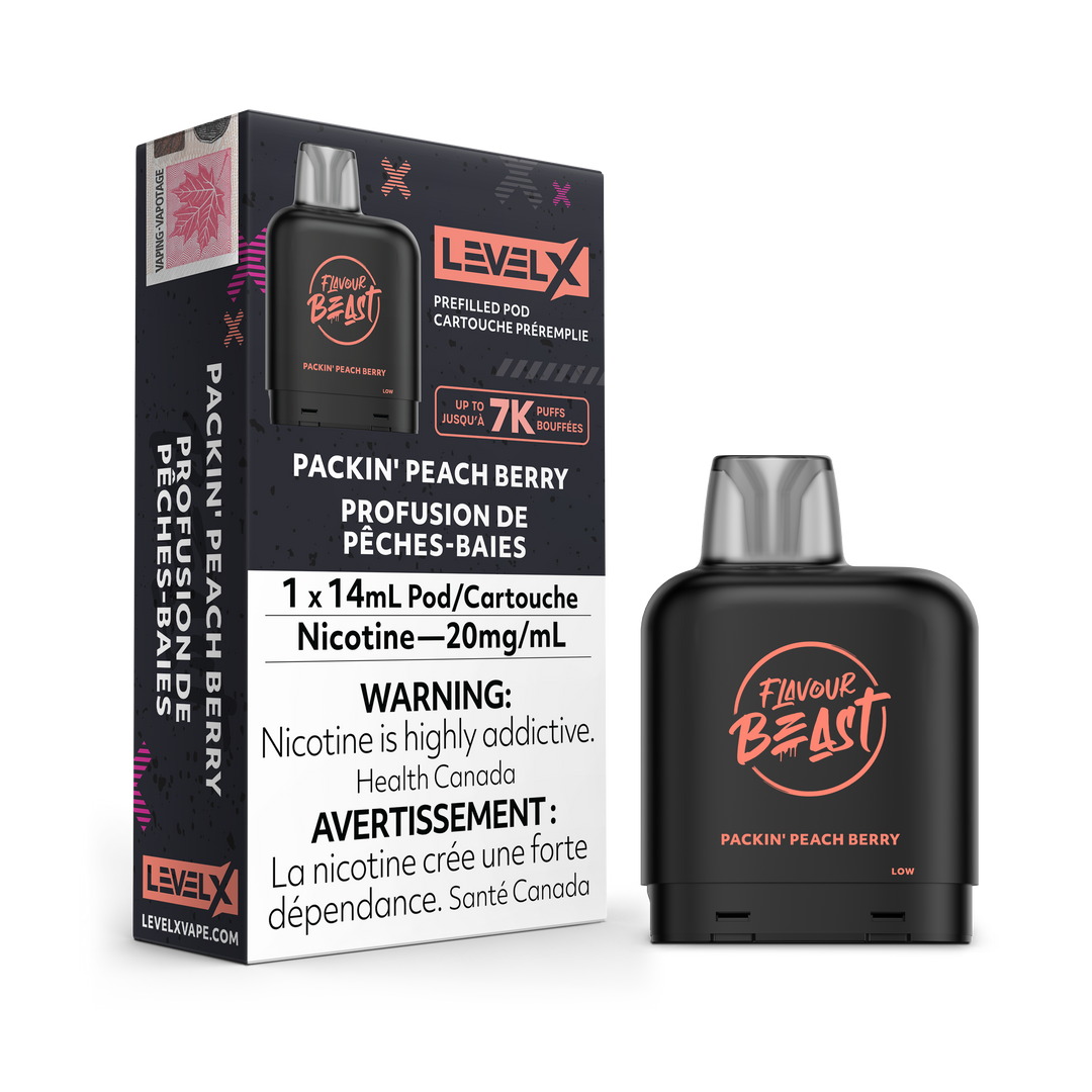 Packin' Peach Berry- Flavour Beast Level X Pod 14mL [Federal Stamp]