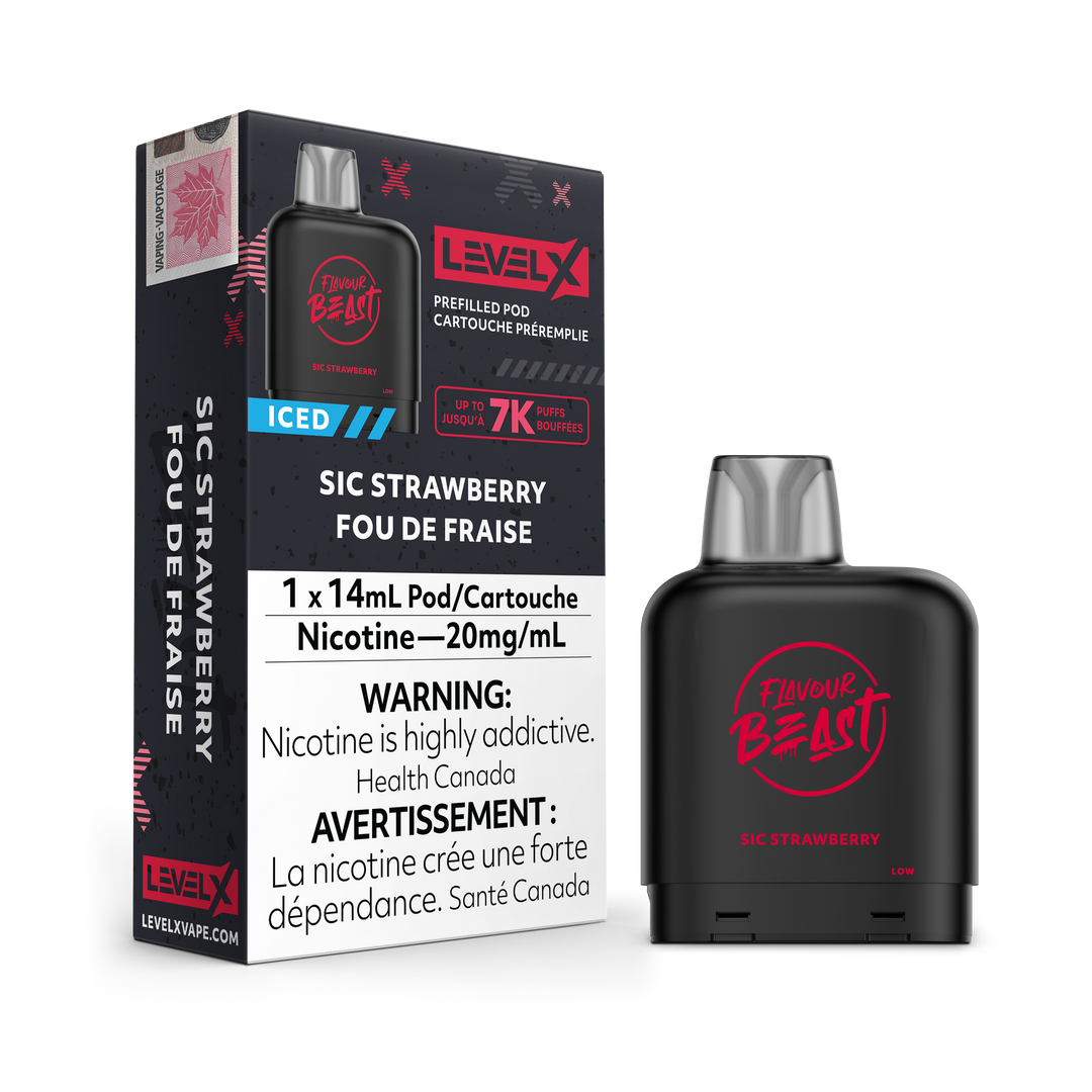 Sic Strawberry Iced - Flavour Beast Level X Pod 14mL [Federal Stamp]